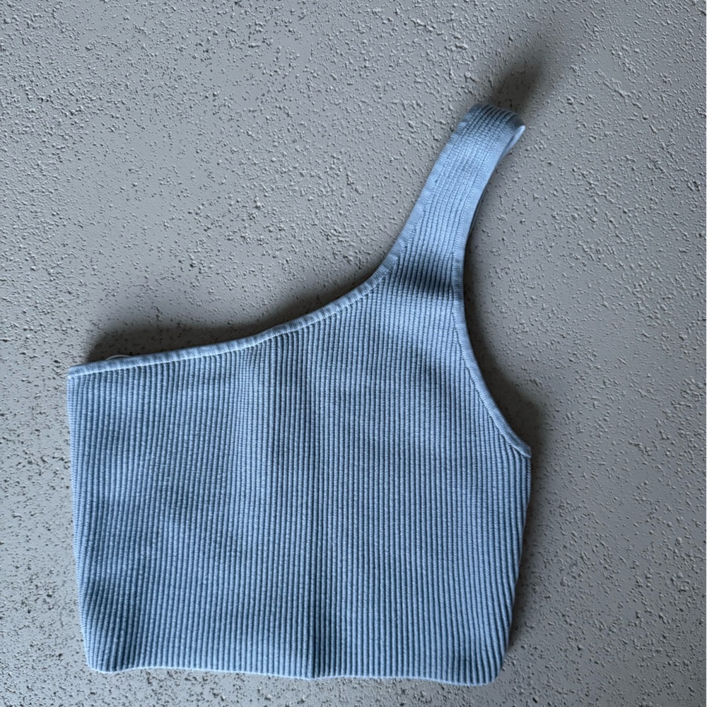 Babaton / Aritizia one shoulder crop top - cement blue